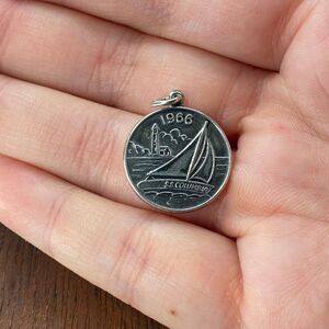 Vintage 925 Sterling Silver "1966 S.S. Columbia" Pendant Bracelet Charm